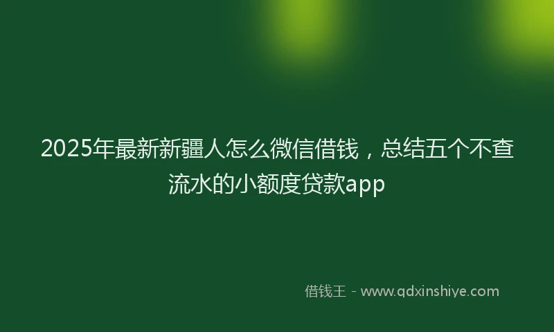 2025年最新新疆人怎么微信借钱，总结五个不查流水的小额度贷款app