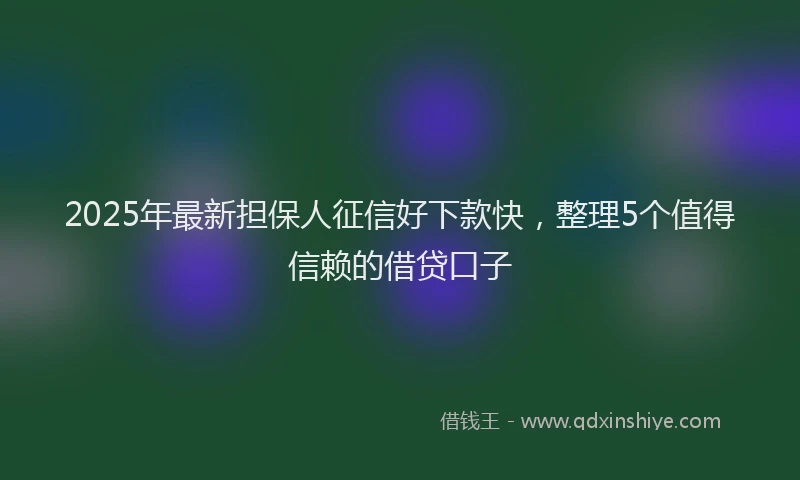 2025年最新担保人征信好下款快，整理5个值得信赖的借贷口子