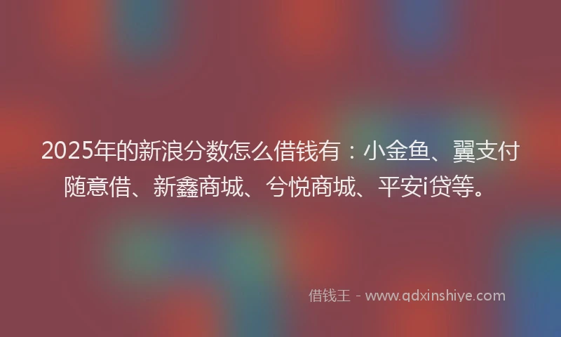 2025年的新浪分数怎么借钱有：小金鱼、翼支付随意借、新鑫商城、兮悦商城、平安i贷等。