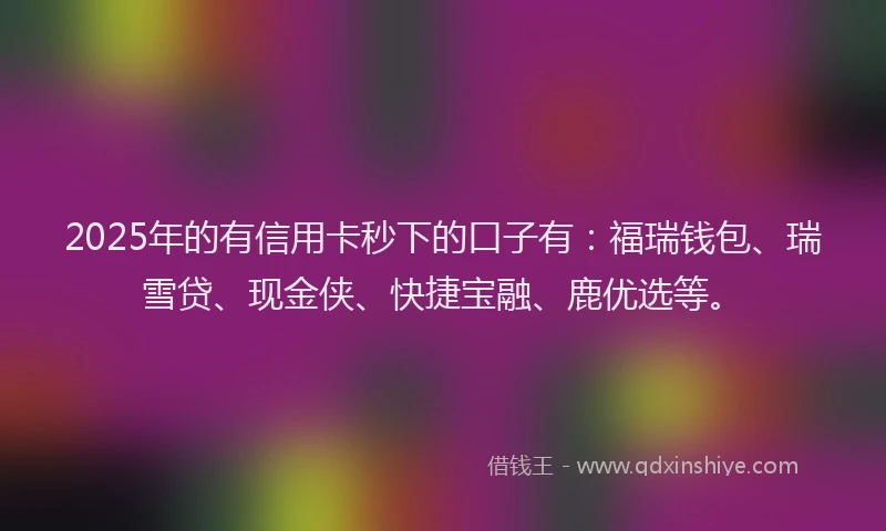 2025年的有信用卡秒下的口子有：福瑞钱包、瑞雪贷、现金侠、快捷宝融、鹿优选等。