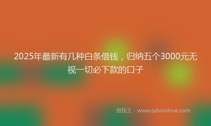 2025年最新有几种白条借钱，归纳五个3000元无视一切必下款的口子