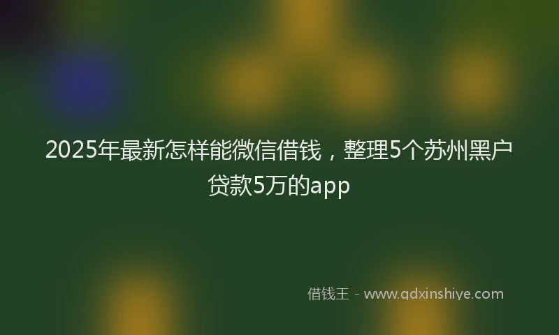 2025年最新怎样能微信借钱，整理5个苏州黑户贷款5万的app