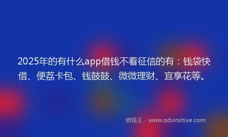 2025年的有什么app借钱不看征信的有：钱袋快借、便荔卡包、钱鼓鼓、微微理财、宜享花等。