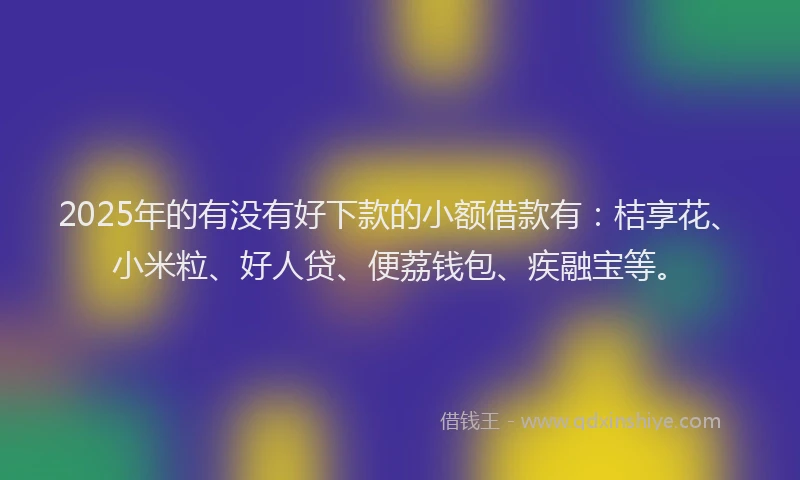2025年的有没有好下款的小额借款有：桔享花、小米粒、好人贷、便荔钱包、疾融宝等。