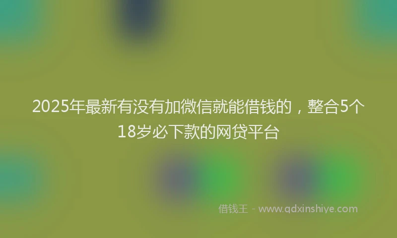 2025年最新有没有加微信就能借钱的，整合5个18岁必下款的网贷平台