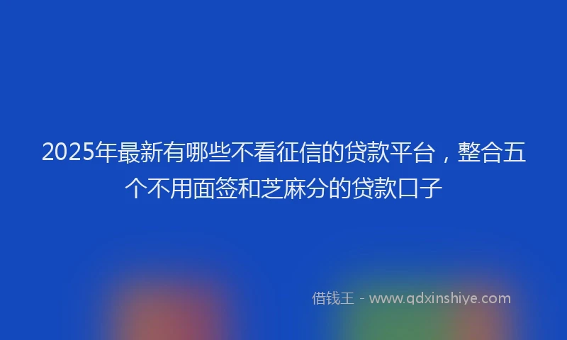 2025年最新有哪些不看征信的贷款平台，整合五个不用面签和芝麻分的贷款口子