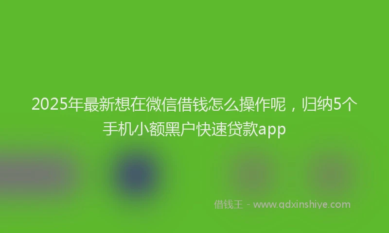 2025年最新想在微信借钱怎么操作呢，归纳5个手机小额黑户快速贷款app