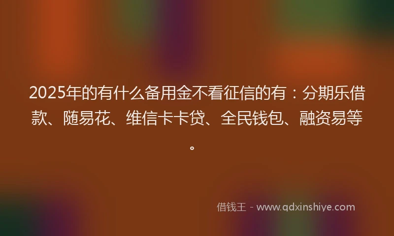 2025年的有什么备用金不看征信的有：分期乐借款、随易花、维信卡卡贷、全民钱包、融资易等。