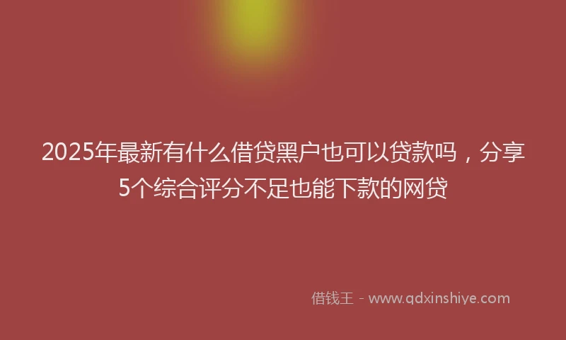2025年最新有什么借贷黑户也可以贷款吗，分享5个综合评分不足也能下款的网贷