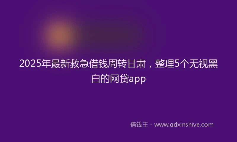 2025年最新救急借钱周转甘肃，整理5个无视黑白的网贷app