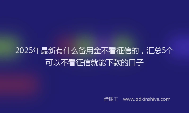 2025年最新有什么备用金不看征信的，汇总5个可以不看征信就能下款的口子