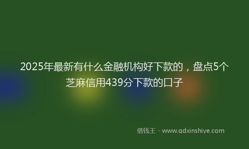 2025年最新有什么金融机构好下款的，盘点5个芝麻信用439分下款的口子