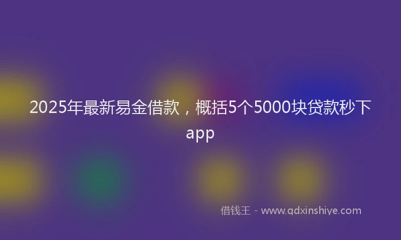 2025年最新易金借款，概括5个5000块贷款秒下app