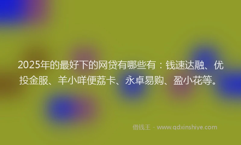 2025年的最好下的网贷有哪些有：钱速达融、优投金服、羊小咩便荔卡、永卓易购、盈小花等。
