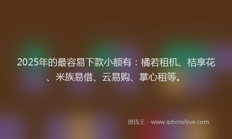 2025年的最容易下款小额有：橘若租机、桔享花、米族易借、云易购、掌心租等。