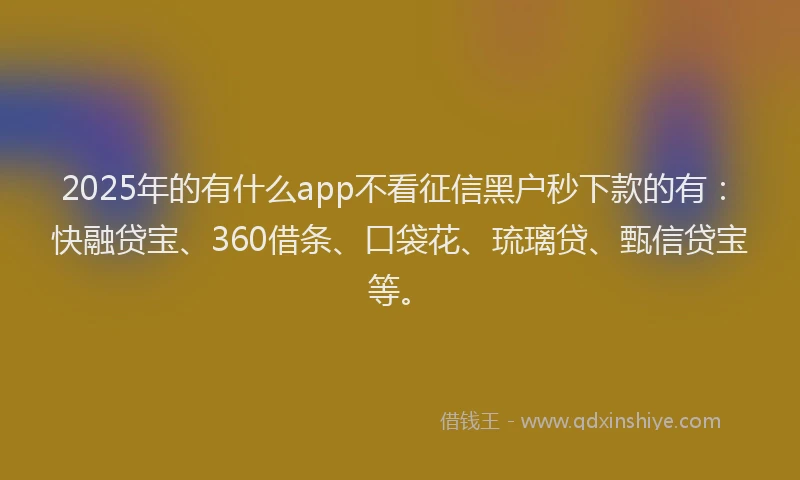2025年的有什么app不看征信黑户秒下款的有：快融贷宝、360借条、口袋花、琉璃贷、甄信贷宝等。