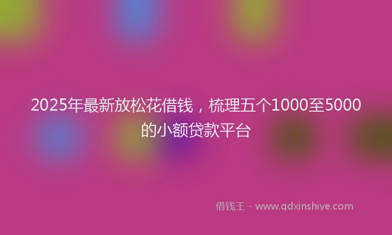 2025年最新放松花借钱，梳理五个1000至5000的小额贷款平台