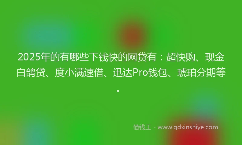 2025年的有哪些下钱快的网贷有：超快购、现金白鸽贷、度小满速借、迅达Pro钱包、琥珀分期等。