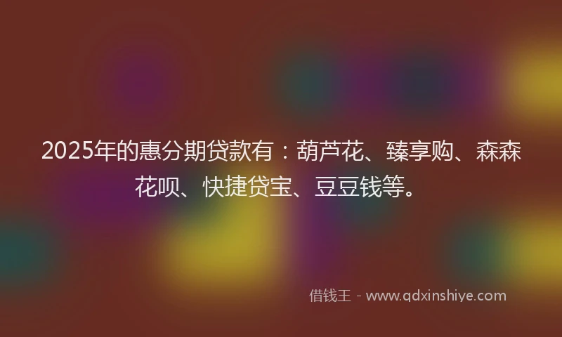 2025年的惠分期贷款有：葫芦花、臻享购、森森花呗、快捷贷宝、豆豆钱等。