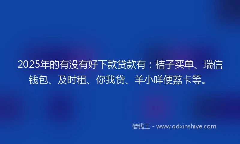 2025年的有没有好下款贷款有：桔子买单、瑞信钱包、及时租、你我贷、羊小咩便荔卡等。