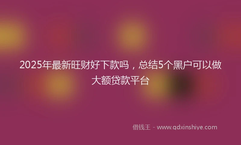2025年最新旺财好下款吗，总结5个黑户可以做大额贷款平台