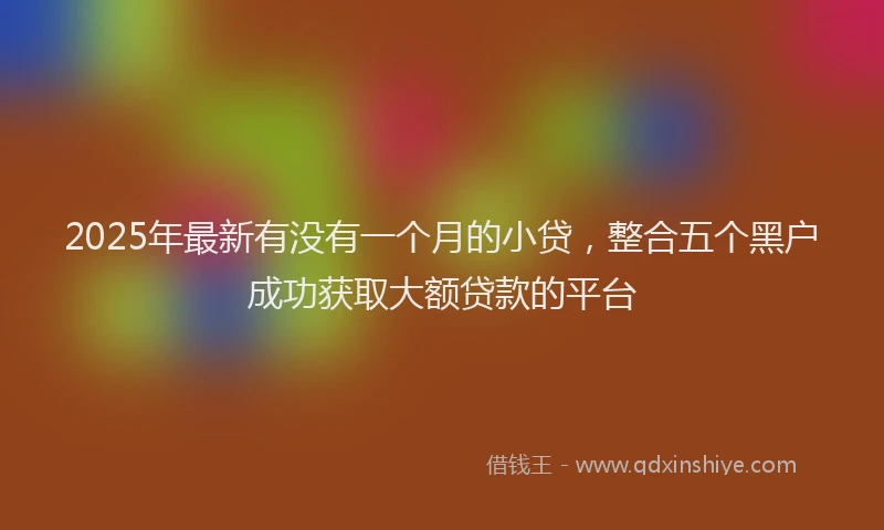 2025年最新有没有一个月的小贷，整合五个黑户成功获取大额贷款的平台