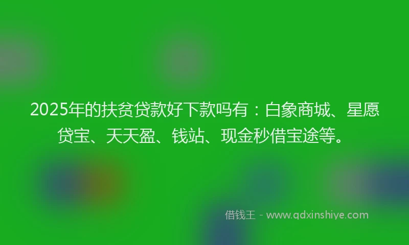 2025年的扶贫贷款好下款吗有：白象商城、星愿贷宝、天天盈、钱站、现金秒借宝途等。