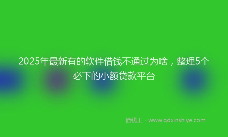 2025年最新有的软件借钱不通过为啥，整理5个必下的小额贷款平台