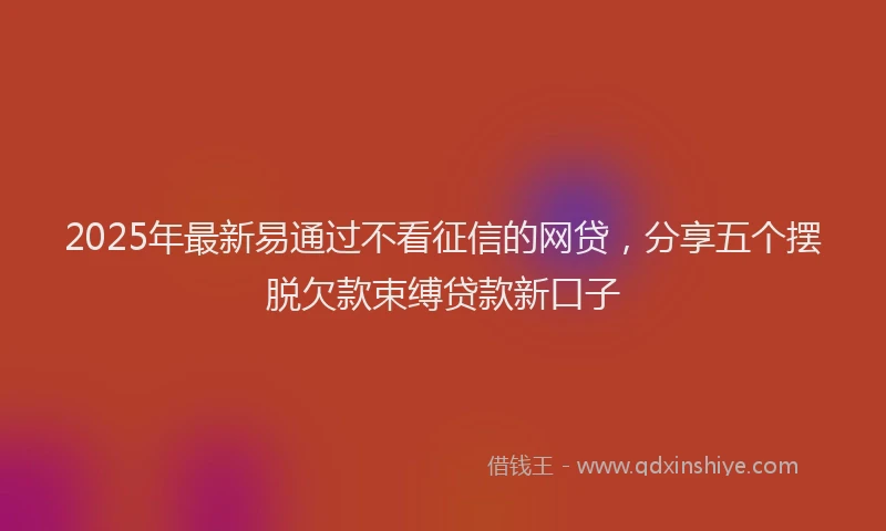 2025年最新易通过不看征信的网贷，分享五个摆脱欠款束缚贷款新口子
