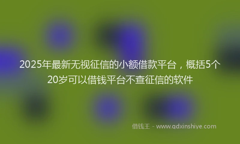 2025年最新无视征信的小额借款平台，概括5个20岁可以借钱平台不查征信的软件