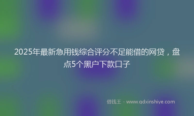 2025年最新急用钱综合评分不足能借的网贷，盘点5个黑户下款口子