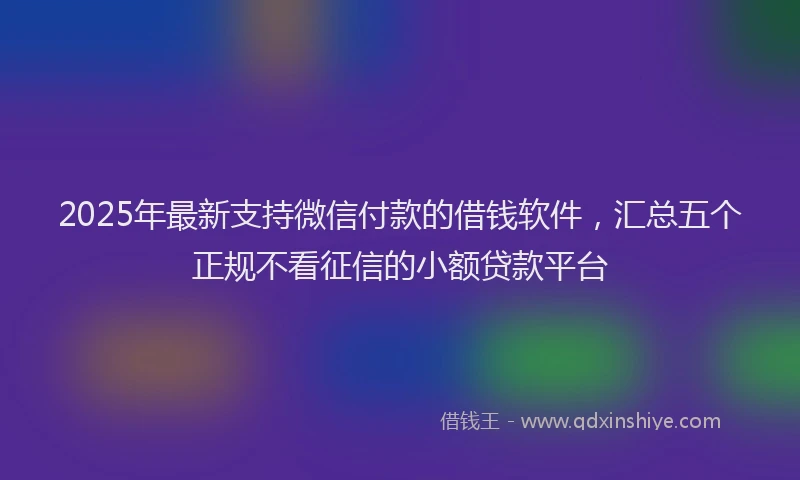 2025年最新支持微信付款的借钱软件，汇总五个正规不看征信的小额贷款平台