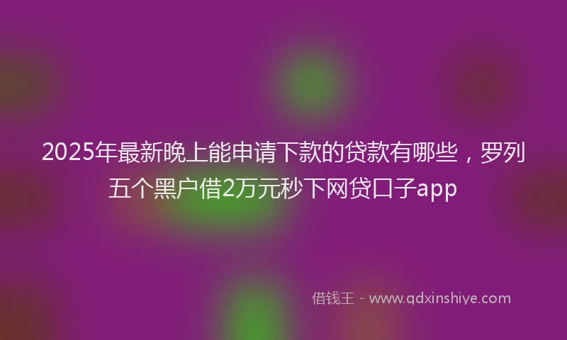 2025年最新晚上能申请下款的贷款有哪些，罗列五个黑户借2万元秒下网贷口子app