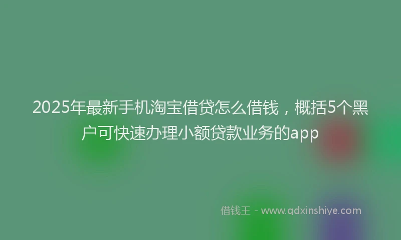2025年最新手机淘宝借贷怎么借钱，概括5个黑户可快速办理小额贷款业务的app