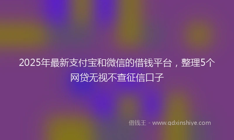 2025年最新支付宝和微信的借钱平台，整理5个网贷无视不查征信口子