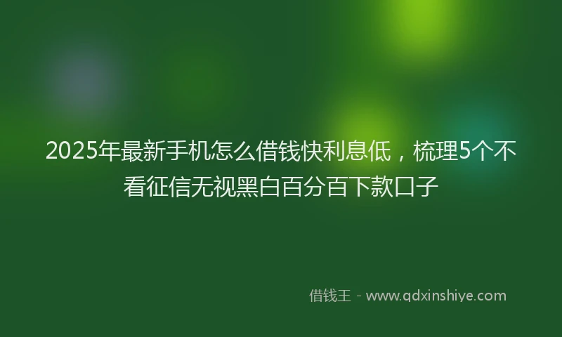 2025年最新手机怎么借钱快利息低，梳理5个不看征信无视黑白百分百下款口子