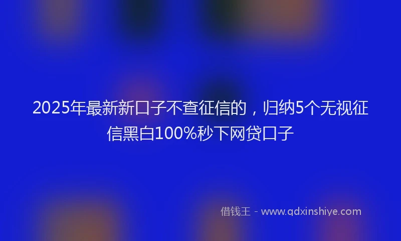 2025年最新新口子不查征信的，归纳5个无视征信黑白100%秒下网贷口子
