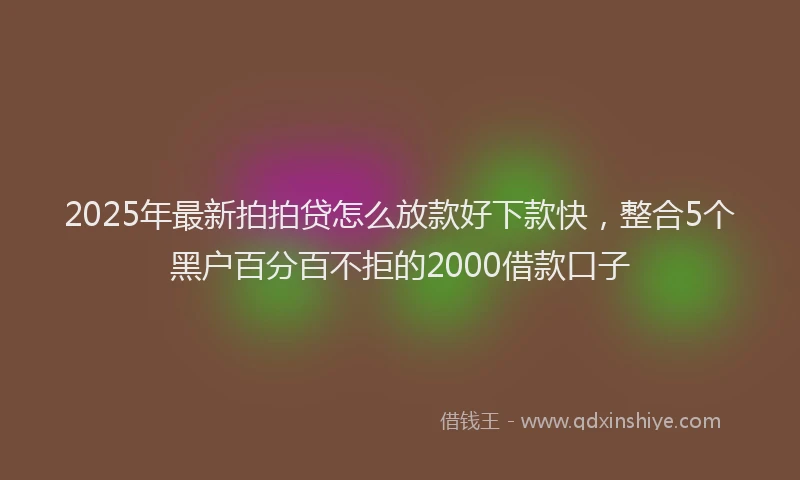 2025年最新拍拍贷怎么放款好下款快，整合5个黑户百分百不拒的2000借款口子