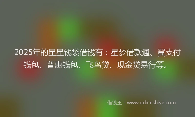 2025年的星星钱袋借钱有：星梦借款通、翼支付钱包、普惠钱包、飞鸟贷、现金贷易行等。