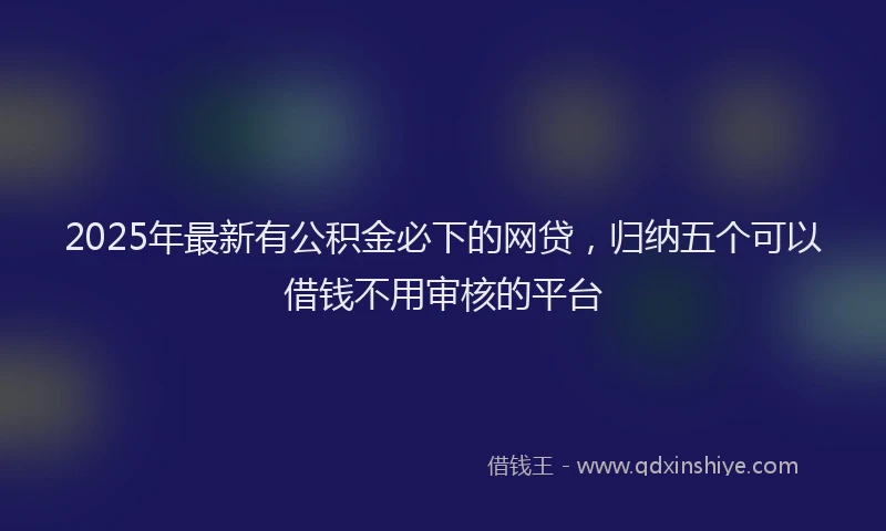 2025年最新有公积金必下的网贷，归纳五个可以借钱不用审核的平台