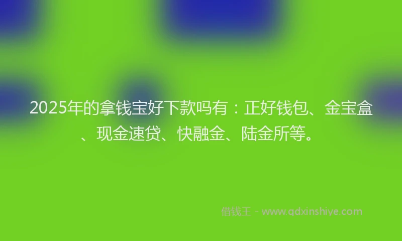 2025年的拿钱宝好下款吗有：正好钱包、金宝盒、现金速贷、快融金、陆金所等。