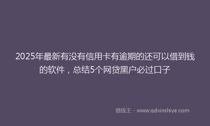 2025年最新有没有信用卡有逾期的还可以借到钱的软件，总结5个网贷黑户必过口子