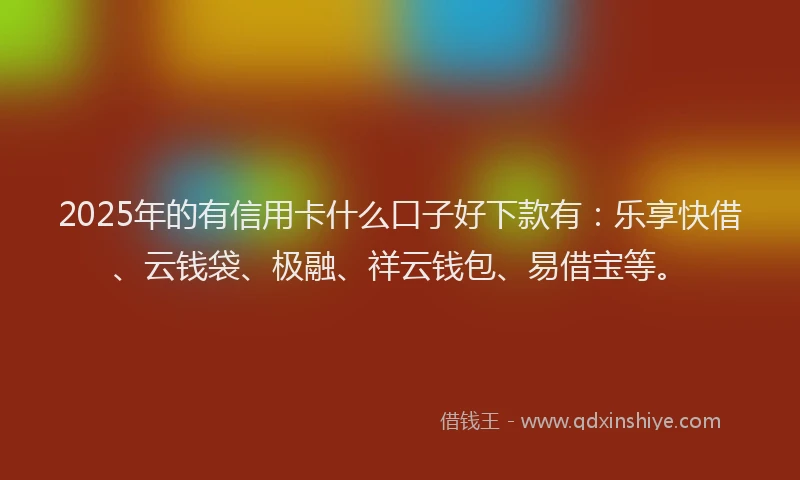 2025年的有信用卡什么口子好下款有：乐享快借、云钱袋、极融、祥云钱包、易借宝等。