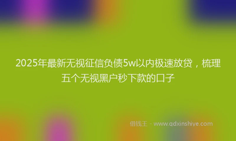 2025年最新无视征信负债5w以内极速放贷，梳理五个无视黑户秒下款的口子