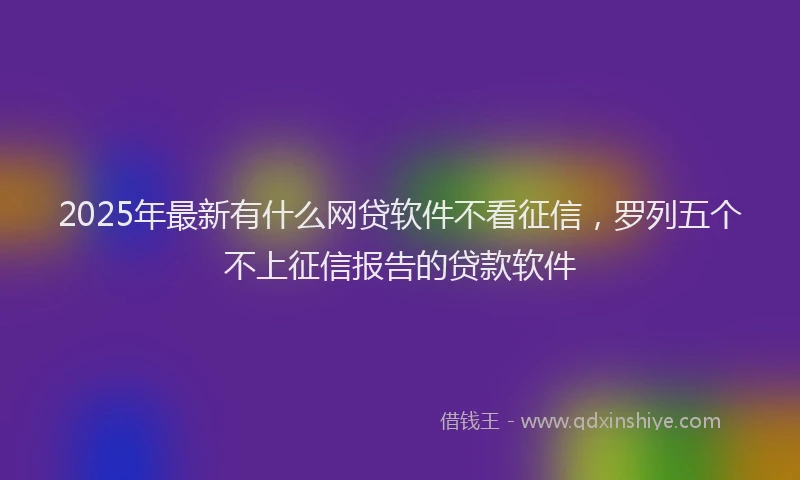 2025年最新有什么网贷软件不看征信，罗列五个不上征信报告的贷款软件