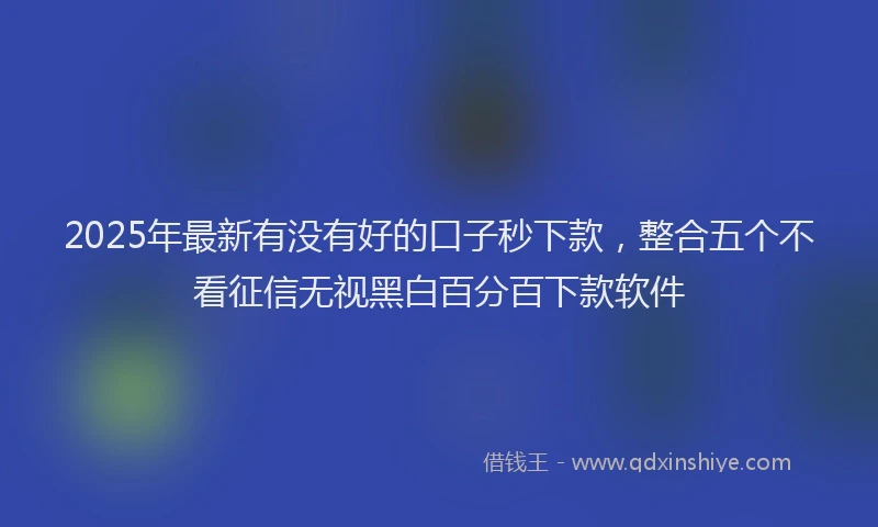 2025年最新有没有好的口子秒下款，整合五个不看征信无视黑白百分百下款软件