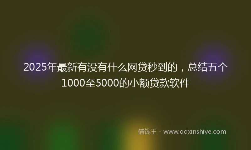 2025年最新有没有什么网贷秒到的，总结五个1000至5000的小额贷款软件