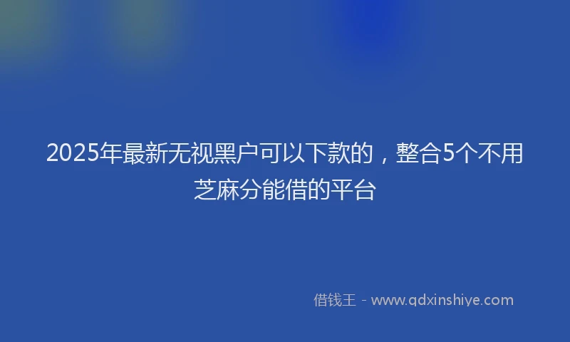 2025年最新无视黑户可以下款的，整合5个不用芝麻分能借的平台