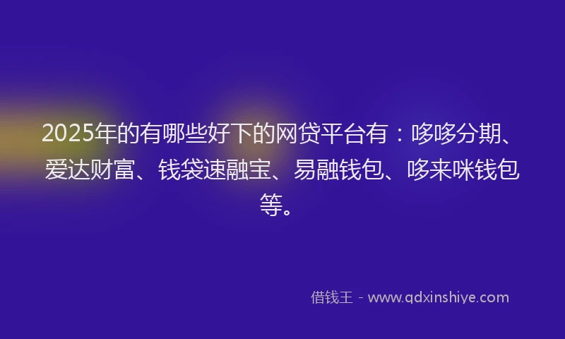 2025年的有哪些好下的网贷平台有：哆哆分期、爱达财富、钱袋速融宝、易融钱包、哆来咪钱包等。