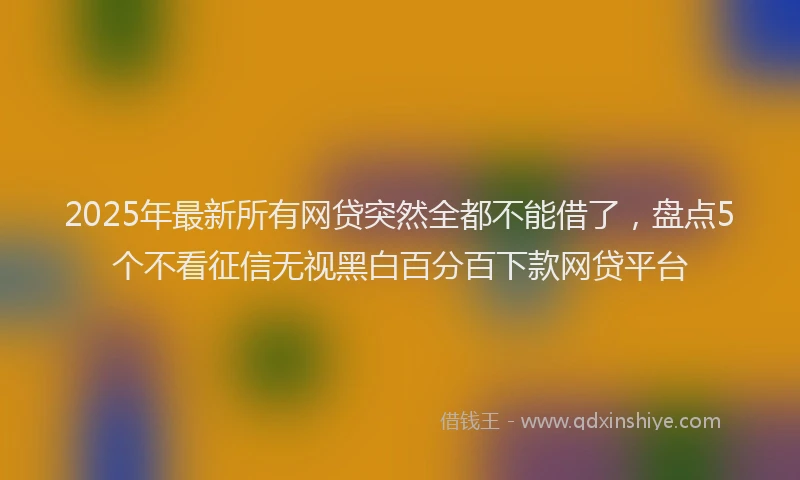 2025年最新所有网贷突然全都不能借了，盘点5个不看征信无视黑白百分百下款网贷平台